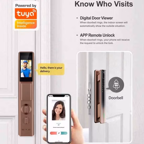 Ttlock APP Fingerprint Aluminum Door Smart Lock with 3585 European Standard Mortise Digital Smart Door Lock for Aluminum Door UPVC Door Sliding Doors Lock Smart